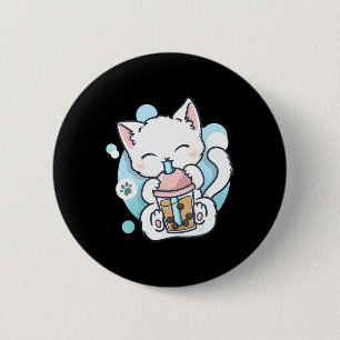 Cat Boba Tea Bubble Tea Kawaii Anime Japanese Neko 2 Inch Round Button