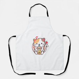 Cat Boba Tea Bubble Tea Kawaii Anime Japanese Neko Apron