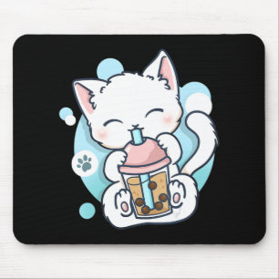 Cat Boba Tea Bubble Tea Kawaii Anime Japanese Neko Mouse Pad