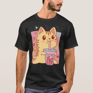 Cat Boba Tea Bubble Tea Kawaii Anime Japanese Neko T-Shirt