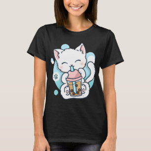 Cat Boba Tea Bubble Tea Kawaii Anime Japanese Neko T-Shirt