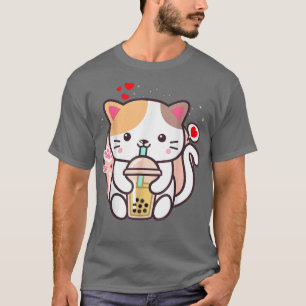 Cat Boba Tea Bubble Tea Kawaii Anime Japanese Neko T-Shirt