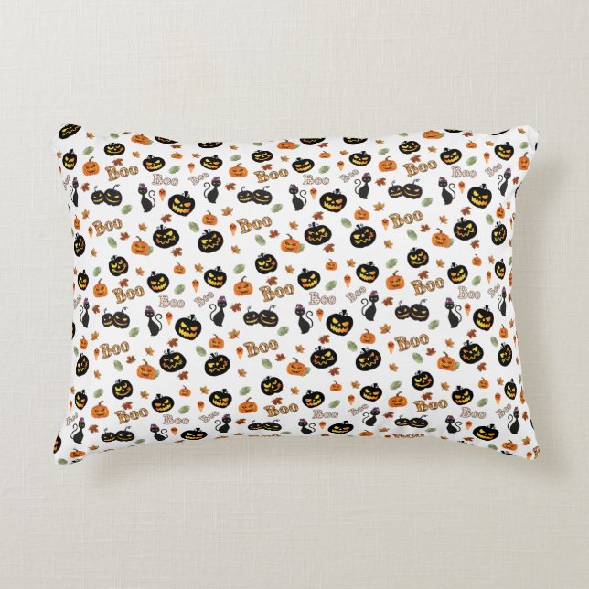 Cat Boo Halloween Accent Pillow (Front)