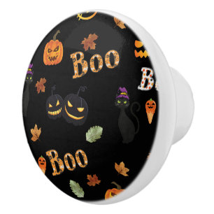 Cat Boo Halloween Ceramic Knob