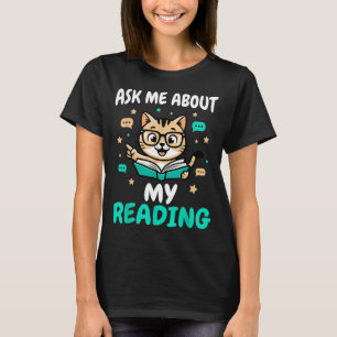 Cat book lover - teacher reading - men women kids T-Shirt