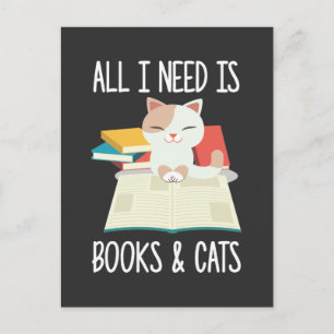 Cat Book Reader Kitty addicted Bookworm Literature Postcard