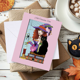 Cat Books Witch Potions Card