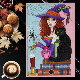 Cat Books Witch Potions Jigsaw Puzzle