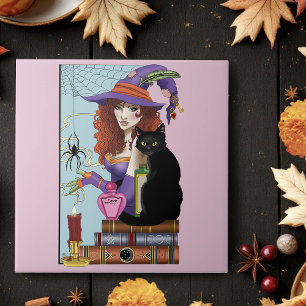 Cat Books Witch Potions Tile