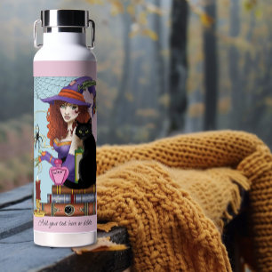 Cat Books Witch Potions Water Bottle