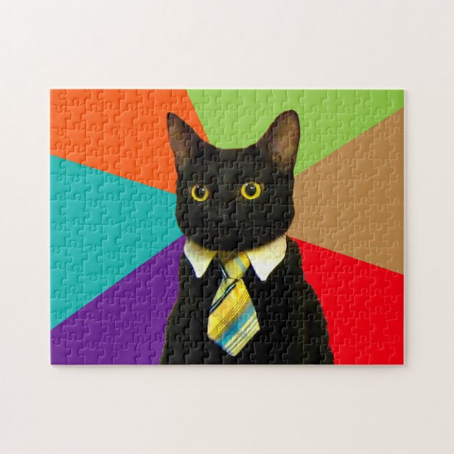 Cat-boss in tie jigsaw puzzle (Horizontal)