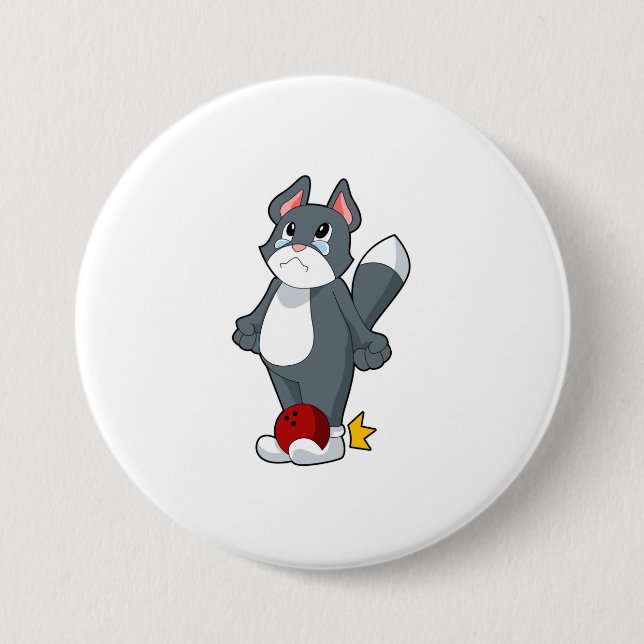 Cat Bowling Bowling ball 3 Inch Round Button (Front)