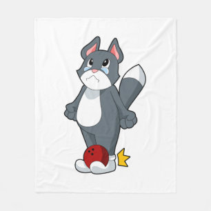 Cat Bowling Bowling ball Fleece Blanket