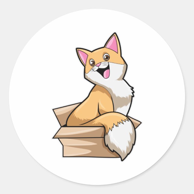 Cat Box Classic Round Sticker (Front)