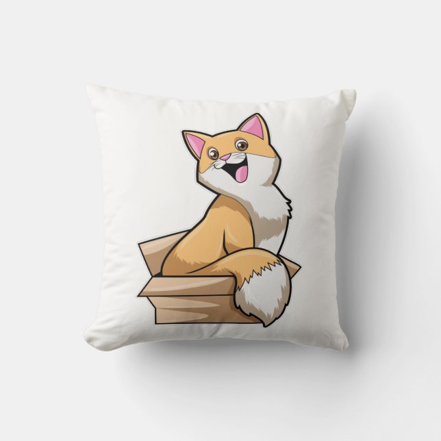 Cat Box Throw Pillow (Front)