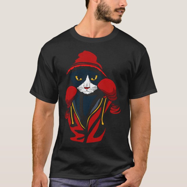Cat Boxing Creative Animal  Cool Boxer T-Shirt (Front)