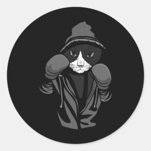 Cat Boxing Creative Animal Lovers Cool Boxer Gift Classic Round Sticker