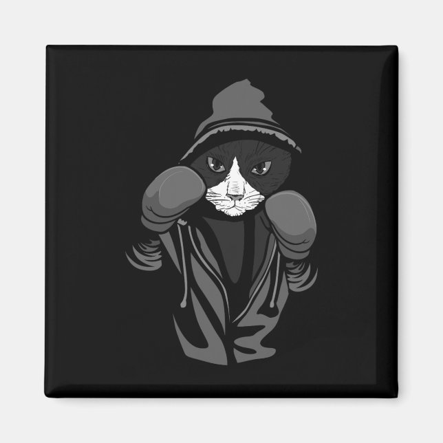 Cat Boxing Creative Animal Lovers Cool Boxer Gift  Magnet (Front)