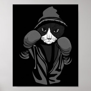 Cat Boxing Creative Animal Lovers Cool Boxer Gift Poster