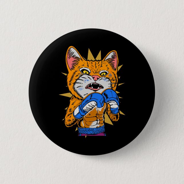 Cat Boxing Kitten Boxing Gloves Boxer Funny Cat Me 2 Inch Round Button (Front)