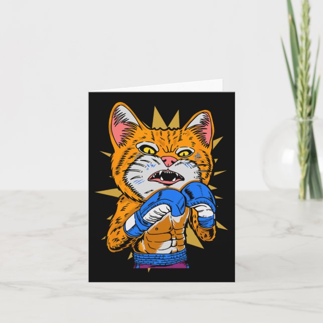 Cat Boxing Kitten Boxing Gloves Boxer Funny Cat Me Card (Front)