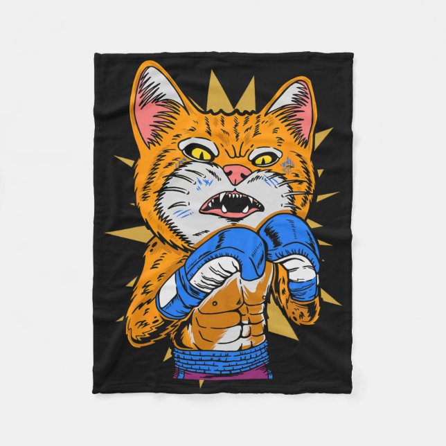 Cat Boxing Kitten Boxing Gloves Boxer Funny Cat Me Fleece Blanket (Front)