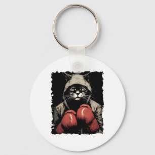 Cat Boxing With Gloves And Uniform Cat Boxer Keychain
