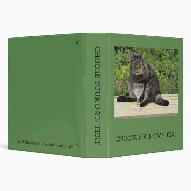 Cat 'Bram' on the table with a wine glass Binder (Background)