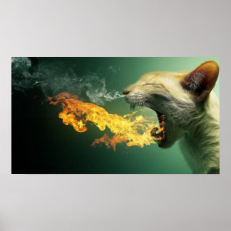 Cat Breathing Fire Poster