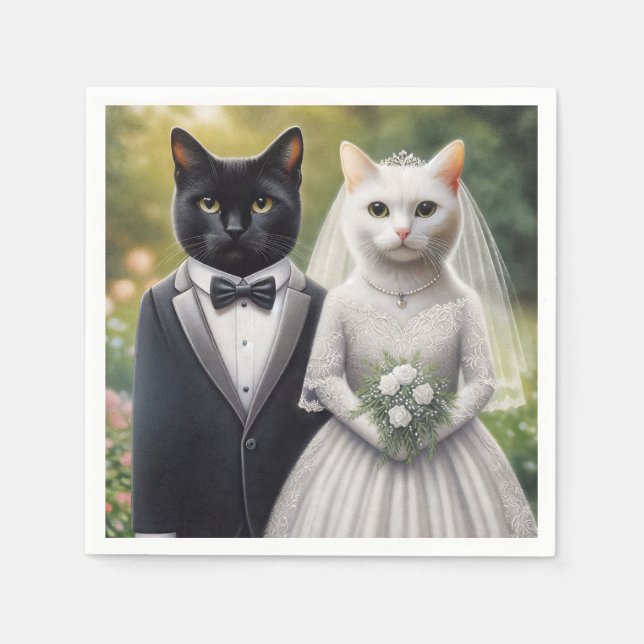 Cat Bride and Groom Napkin (Front)