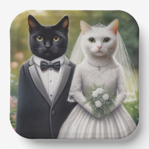 Cat Bride and Groom Paper Plate
