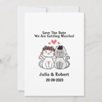 Cat Bride And Groom Save the Date