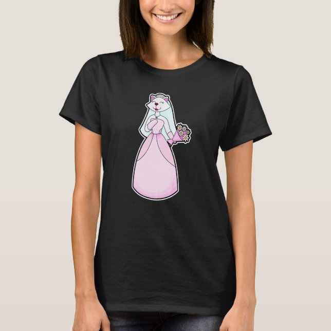 Cat Bride Bunch of flowers Wedding   T-Shirt (Front)