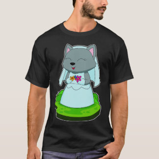 Cat Bride Flowers Wedding T-Shirt