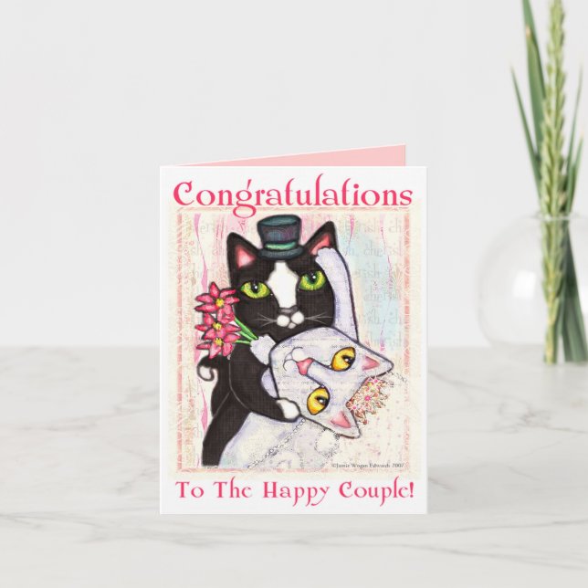 Cat Bride & Groom Wedding Dance Greeting Card (Front)