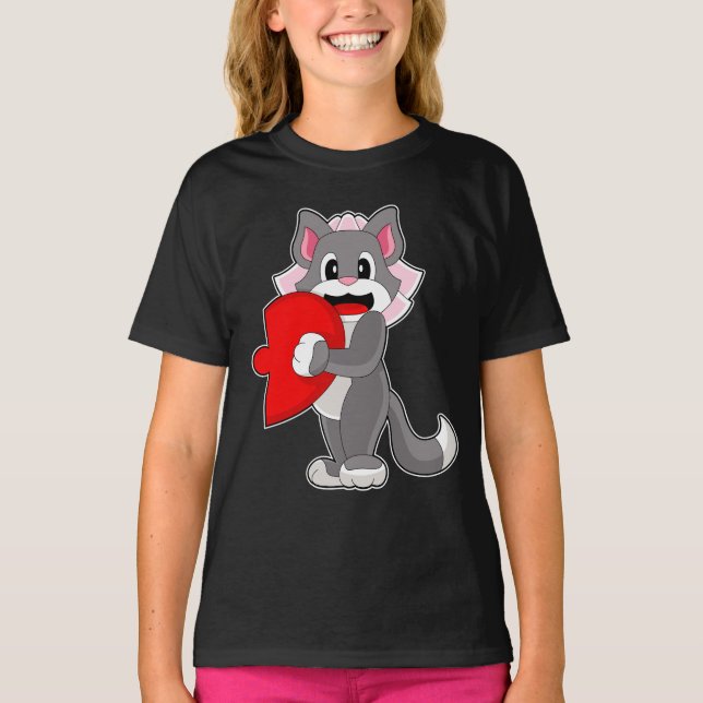 Cat Bride Heart Wedding T-Shirt (Front)