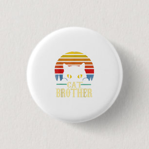 Cat Brother Vintage Style Retro Gift For Cat Lover 1 Inch Round Button