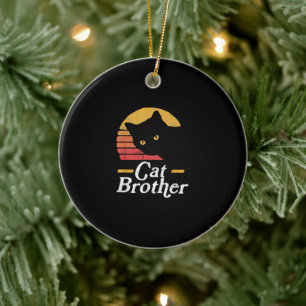 Cat Brother Vintage Style Retro Gift For Cat Lover Ceramic Ornament