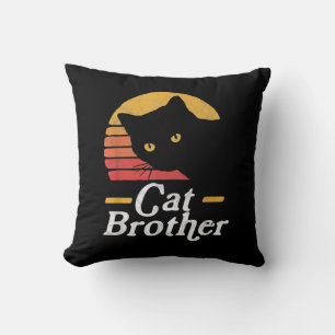 Cat Brother Vintage Style Retro Gift For Cat Lover Throw Pillow