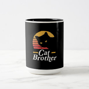 Cat Brother Vintage Style Retro Gift For Cat Lover Two-Tone Coffee Mug