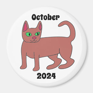cat, brown, green eyes, tail, october, 2024 magnet
