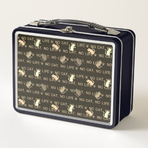 CAT BROWN METAL LUNCH BOX