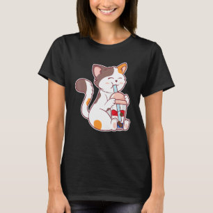 Cat Bubble Tea 4th Of July American Flag Usa T-Shirt