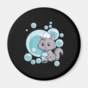 Cat Bubble Tea Gift Funny Boba Tea Cats Design Magnet