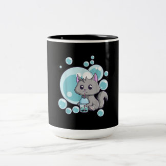 Cat Bubble Tea Gift | Funny Boba Tea Cats Design Two-Tone Coffee Mug