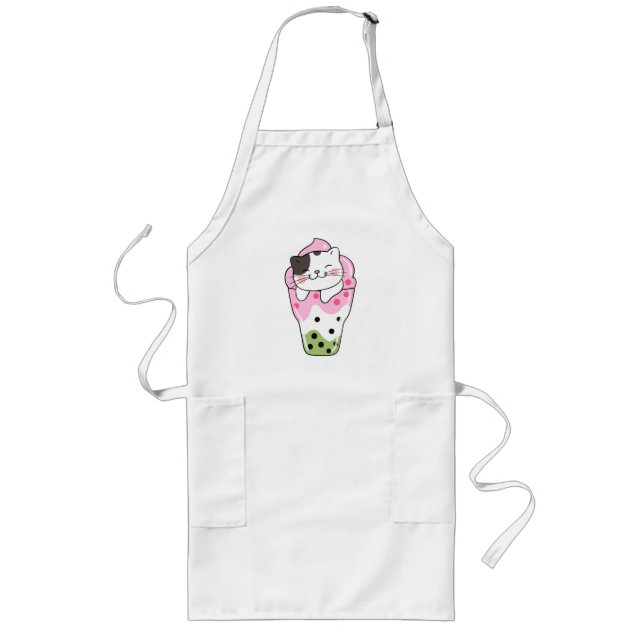 Cat Bubble Tea Long Apron (Front)