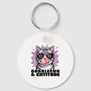 Cat Bubblegum Funny Pop Sungles Heart Eyes  Keychain