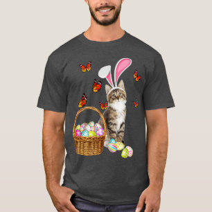 Cat Bunny Hat Rabbit Easter Eggs Cat Kitten Lover T-Shirt
