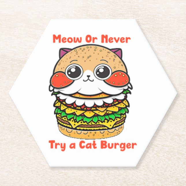 Cat Burger  Paper Coaster (Front)