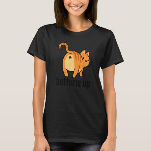 Cat Butt Bottom Up Pun Ginger Striped Cat Dad Oran T-Shirt